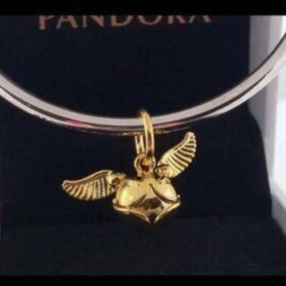 New Pandora Shine Gold Harry Potter Golden Snitch Wings Pendant Charm - Picture 5 of 5